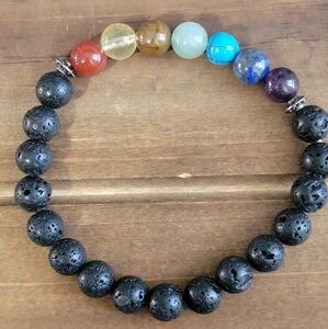 Hand Crafted Lava Rock Gemstone Bracelet Beaded  Women Bohemian Boho Handmade